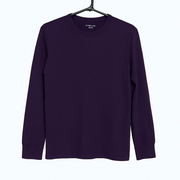 Everlane Dark Purple Waffle Long-Sleeve Crew Tee - Picture 3 of 5